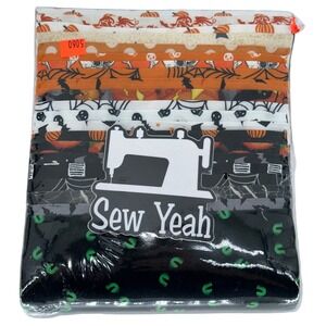 Halloween Fabric Fat Quarters Bundle Spooky Bat Pumpkin Skull Print Sewing Craft